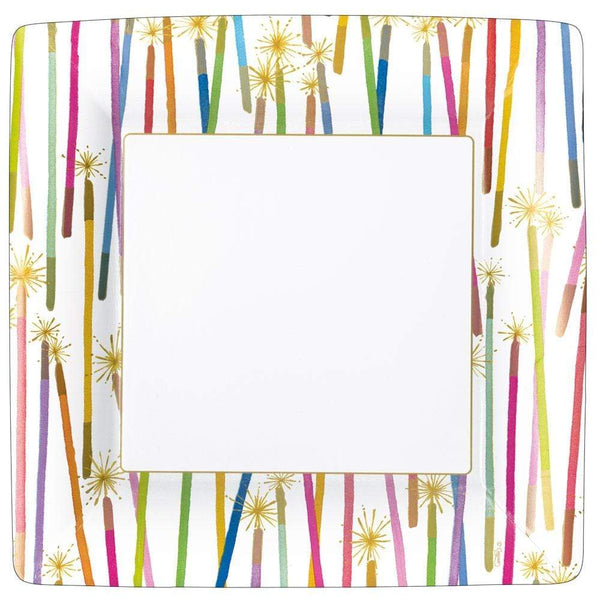 Party Candles Square Paper Dinner Plates - 8 Per Package - touchGOODS