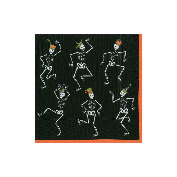 Dancing Skeletons Paper Cocktail Napkins Black - 20 Per Package - touchGOODS
