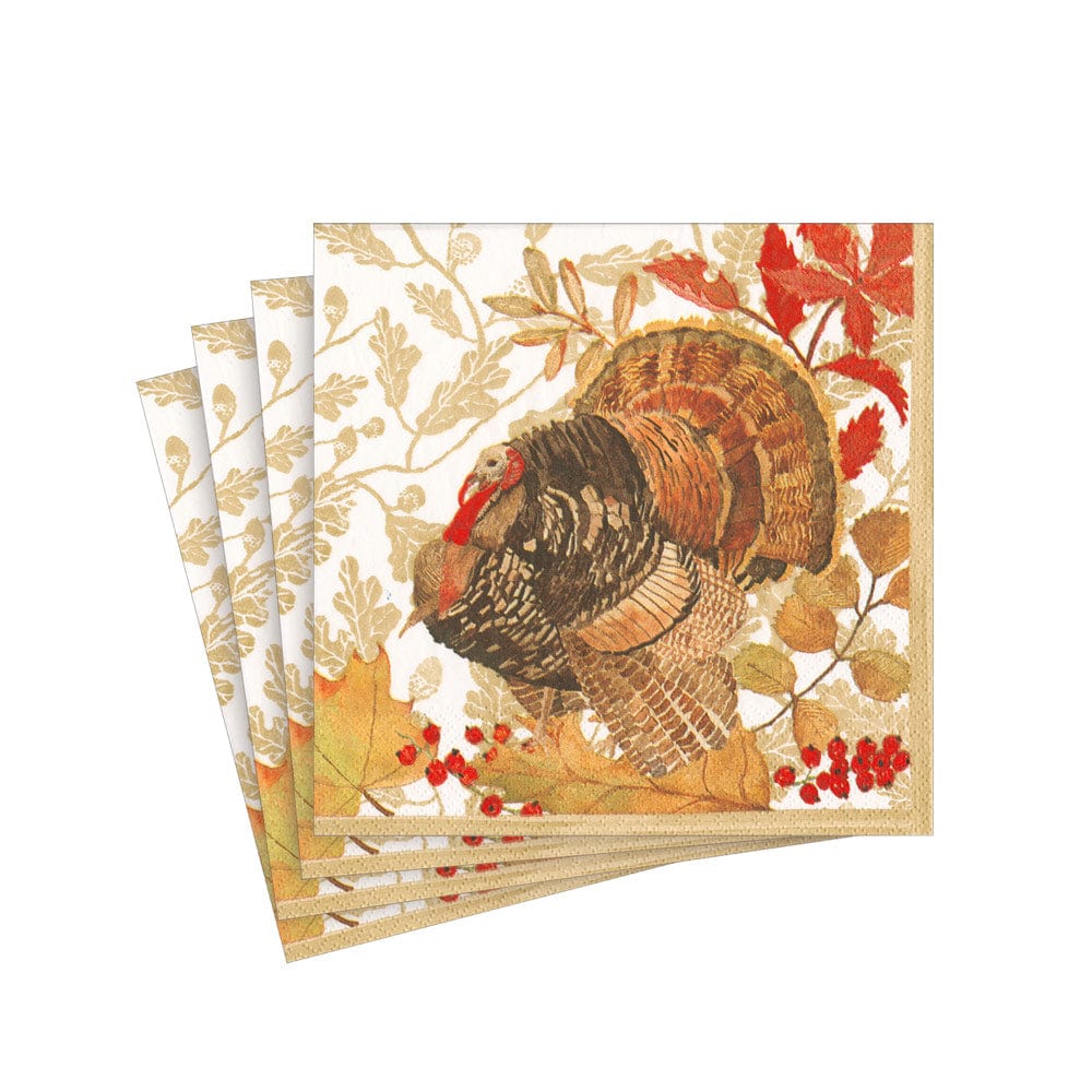 Woodland Turkey Paper Cocktail Napkins - 20 Per Package - touchGOODS