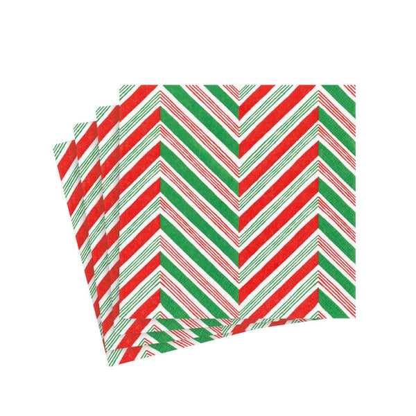 Candy Cane Stripes Paper Cocktail Napkins - 20 Per Package - touchGOODS