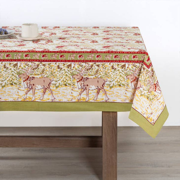 Renne Reindeer Red & Green Tablecloth - touchGOODS