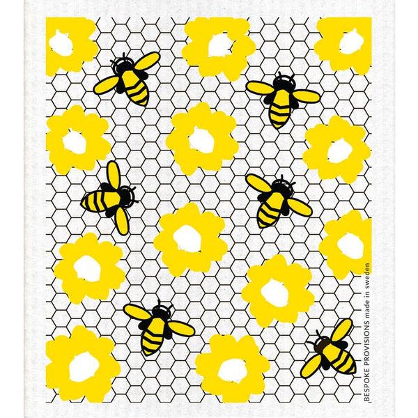 Bees On Honeycomb Swedish Dishcloth - touchGOODS