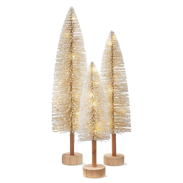 First Snow Light Up Bottle Brush Tree set of 3 - Natural - touchGOODS