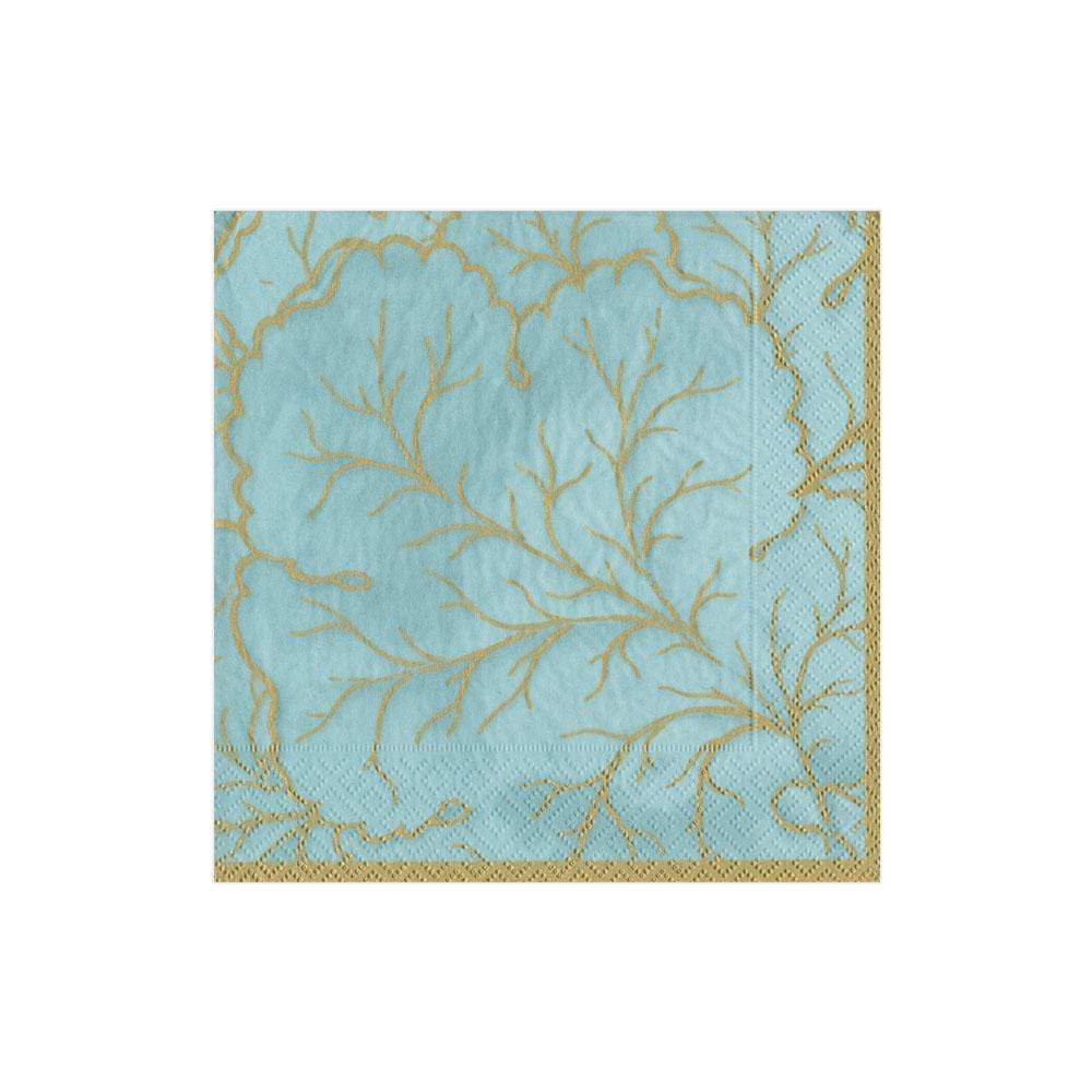 Gilded Majolica Paper Cocktail Napkins in Aqua - 20 Per Package - touchGOODS