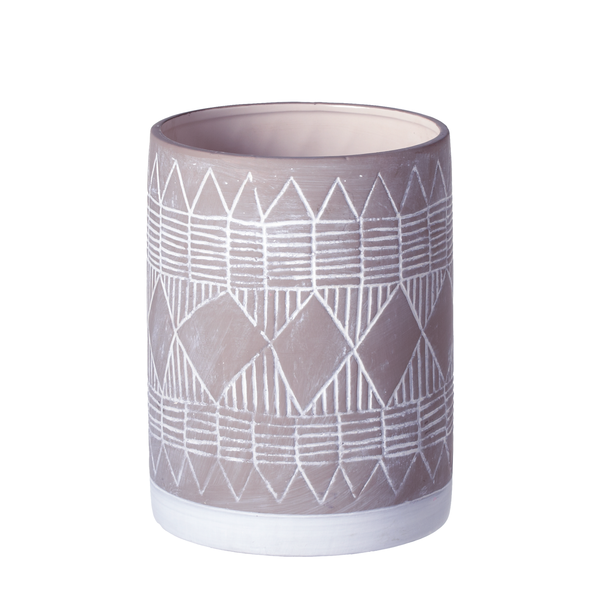 Medium Grey & White Rustic Tribal Pattern Vase | touchGOODS