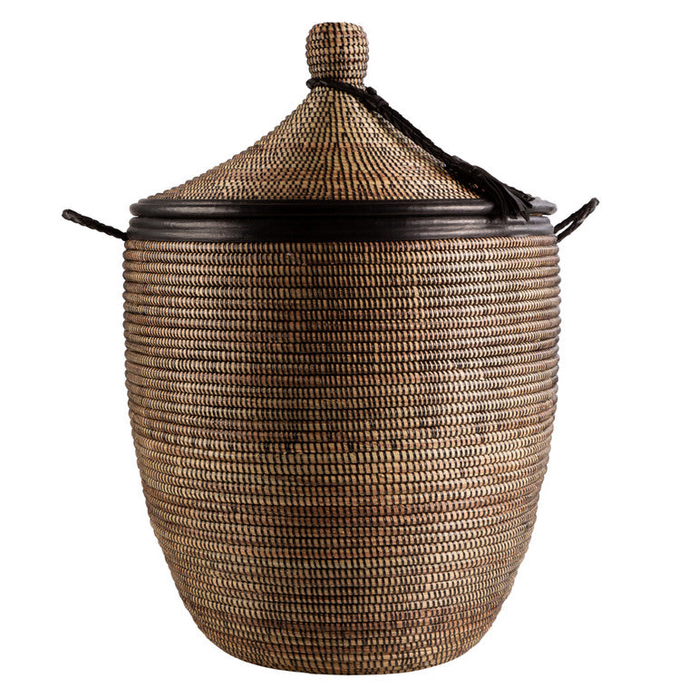 Small Reeds Basket with Lid and Handles - touchGOODS