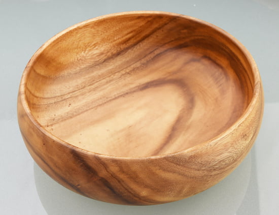 Acacia Wood Round Calabash Bowl, 12" x 4" - touchGOODS