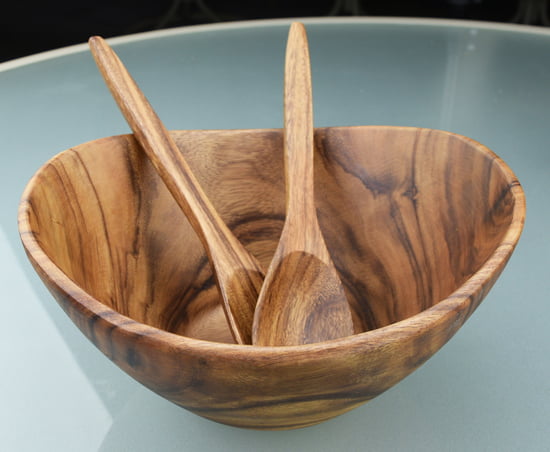 Acacia Wood Deep Salad Bowl, 12" x 6" - touchGOODS
