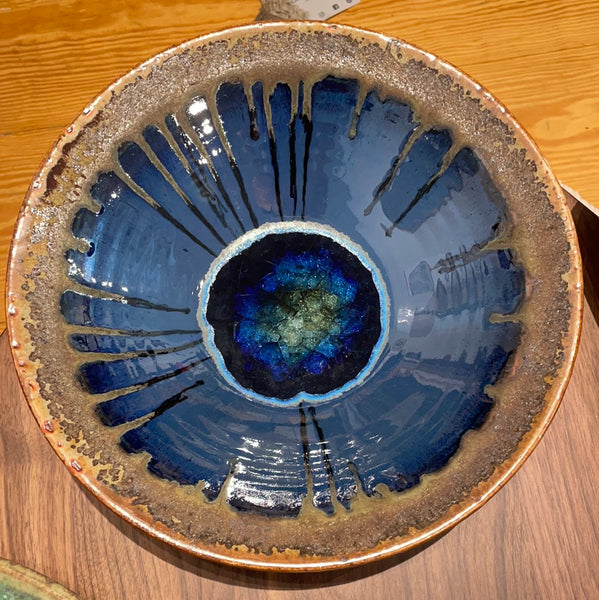 Flared 12" Bowl with Glass Cobalt & Copper - Large - touchGOODS