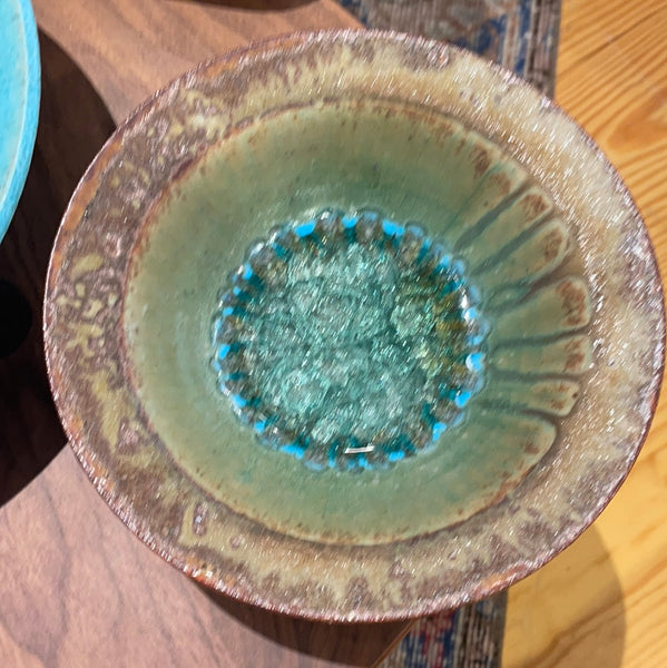 Flared 7" Bowl with Glass Green & Copper - Small - touchGOODS