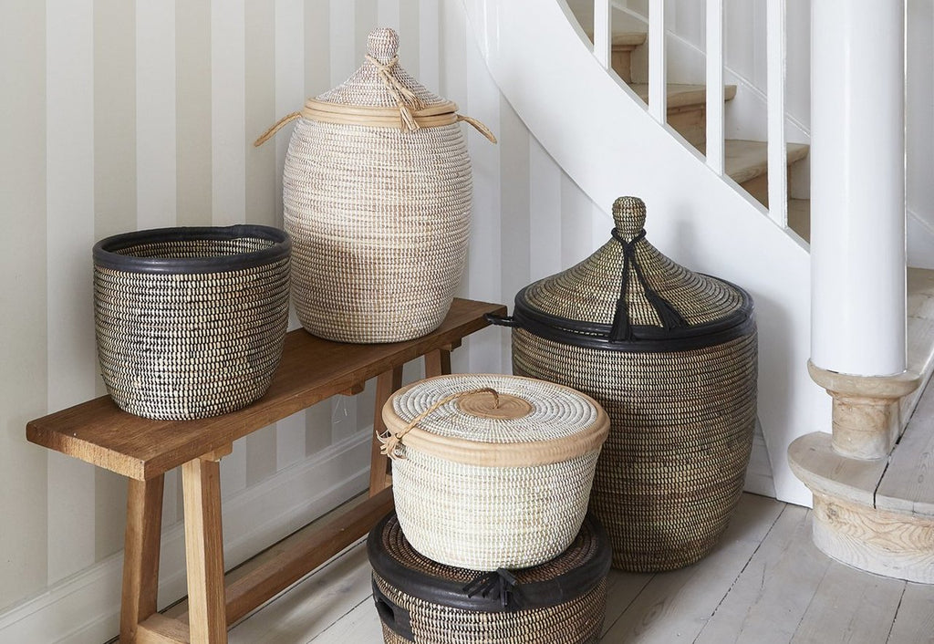 Large Reeds Basket with Lid and Handles | touchGOODS