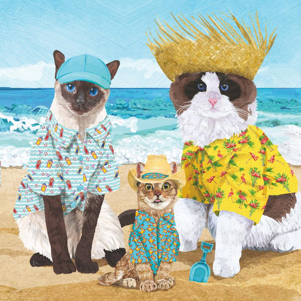 Cats' Beach Party Beverage Napkin - touchGOODS