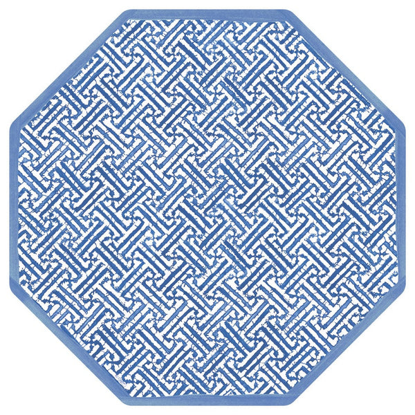 Fretwork Octagonal Paper Placemats in Blue - 12 Per Package - touchGOODS