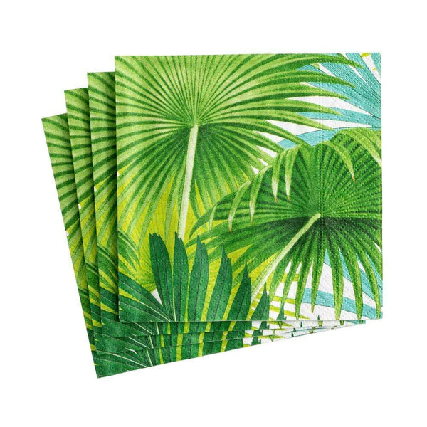 Palm Fronds Paper Cocktail Napkins in White - 20 Per Package - touchGOODS