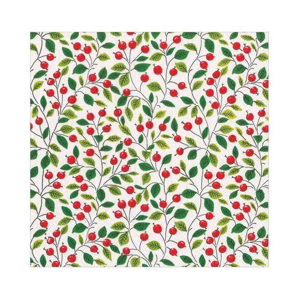 Berries and Leaves Paper Luncheon Napkins in White - 20 Per Package - touchGOODS