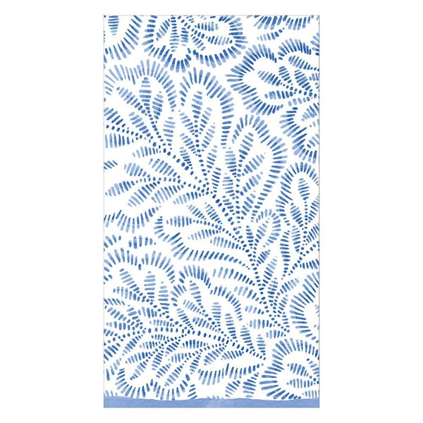 Block Print Leaves Paper Guest Towel Napkins in Blue - 15 Per Package - touchGOODS
