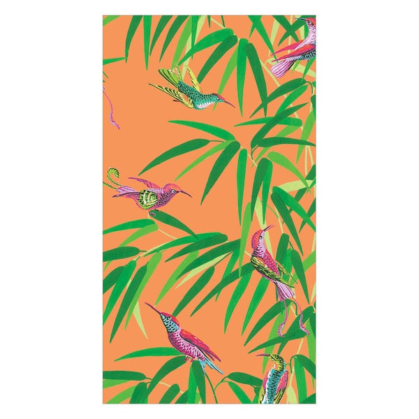 Birds in Paradise Paper Guest Towel Napkins in Orange - 15 per Package - touchGOODS