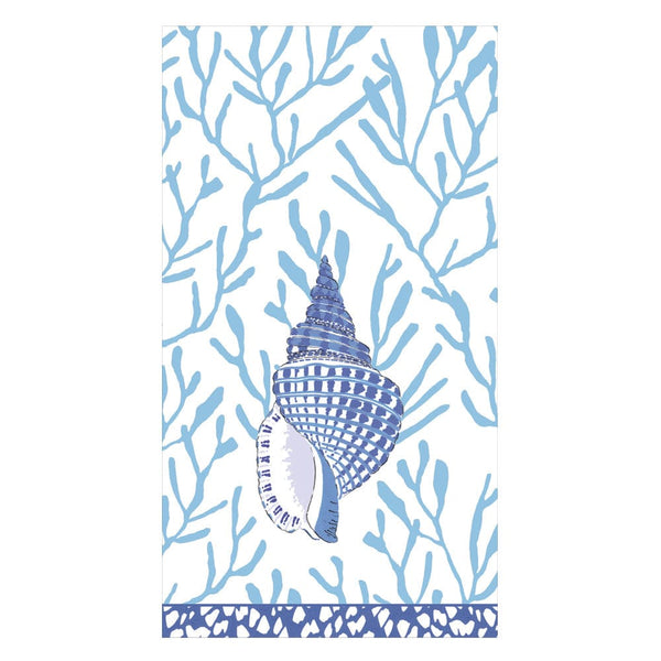 Shell Toile Guest Towel Napkins in Blue - 15 Per Package - touchGOODS