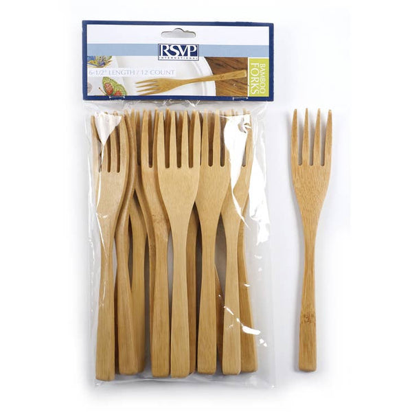 Bamboo Appetizer Fork- 6 1/2"  12 pack - touchGOODS