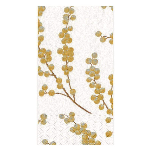 Berry Branches Paper Guest Towel Napkins in White & Gold - 15 Per Package - touchGOODS