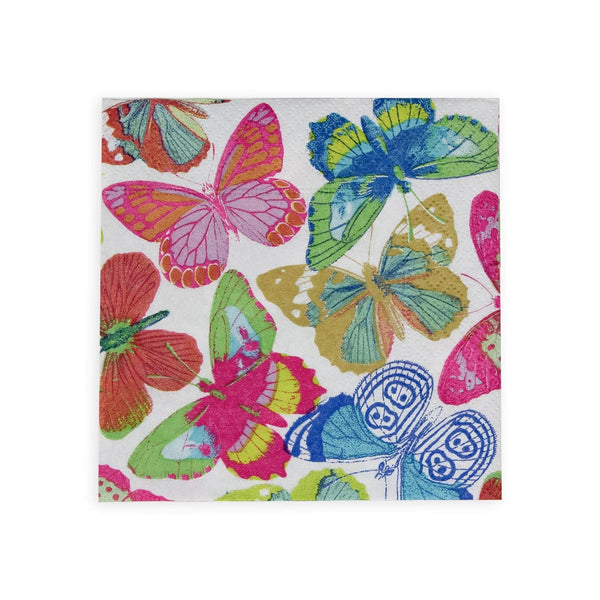 Butterflies Bright Paper Cocktail Napkins - 20 Per Package - touchGOODS