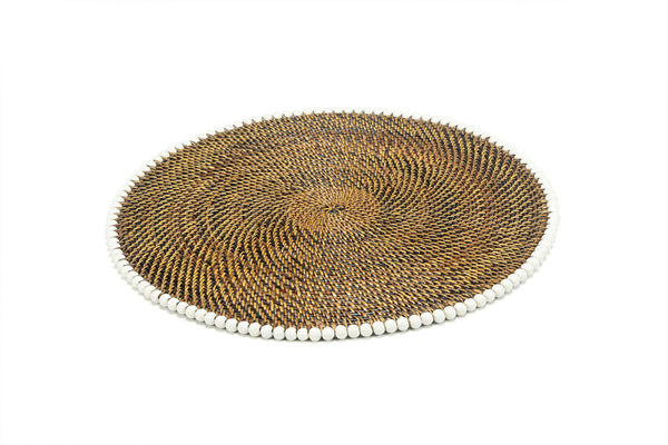 14" Round Placemat With White Wood Beads -Set of 4 - touchGOODS