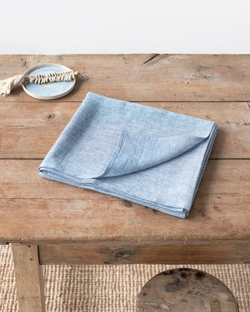 Blue Melange Linen Tablecloth - touchGOODS