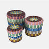 Boxi Cylindrical Containers - Set of 3 - Multi Color Striped - touchGOODS