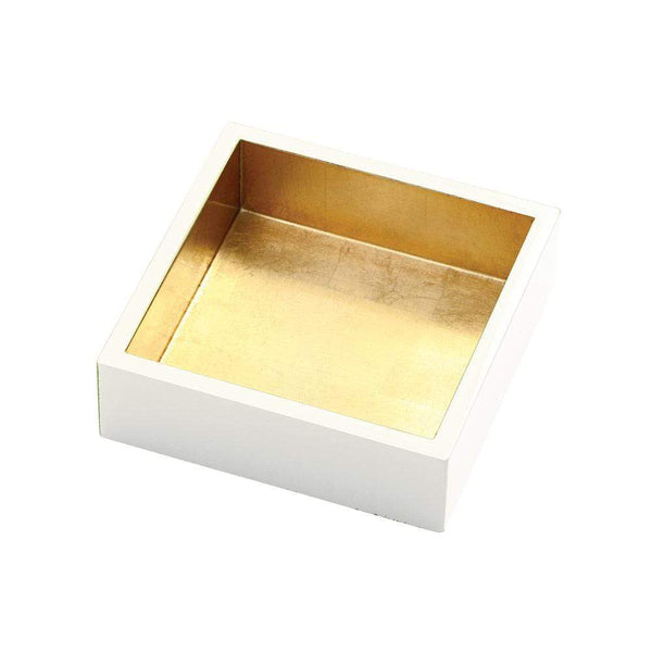 Lacquer Cocktail Napkin Holder in Ivory & Gold - touchGOODS