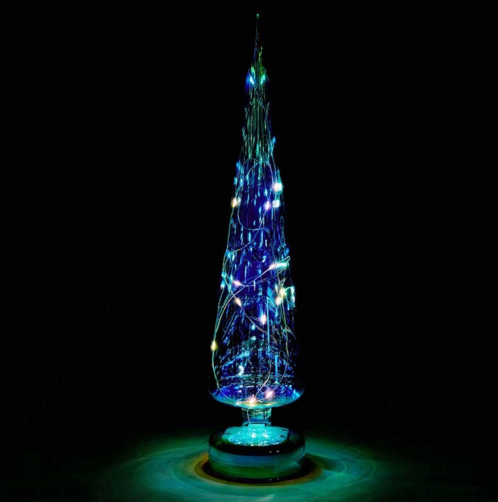 MoMA LED Glass Lighted Trees - Iridescent teal | touchGOODS