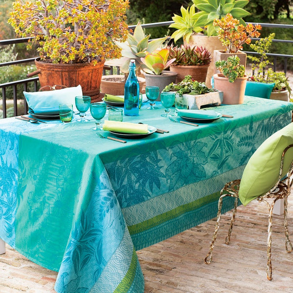 Mille Alocasias Atoll Jacquard Coated Cotton Tablecloth - touchGOODS