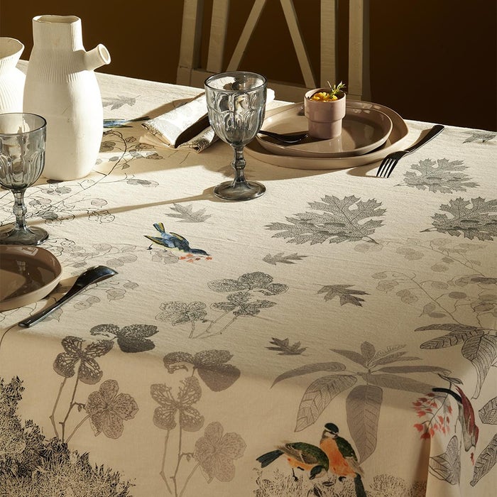 Monochrome Fusain Table Runner, Cotton-Linen Blend - touchGOODS