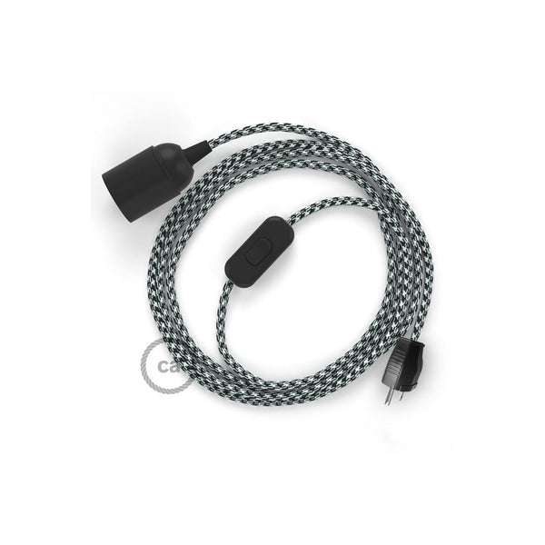 Black & White Houndstooth Plug-in Pendant with Inline Switch - touchGOODS