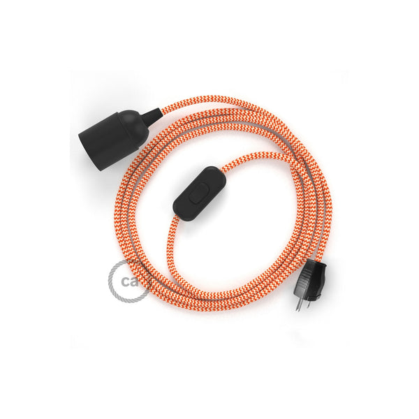 Orange & White Chevron Plug-in Pendant with Inline Switch - touchGOODS