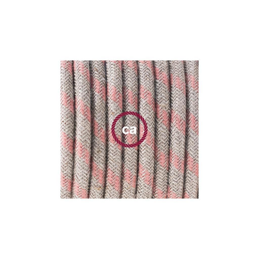 Natural & Pink Linen Stripe Plug-in Pendant with Socket Switch - touchGOODS