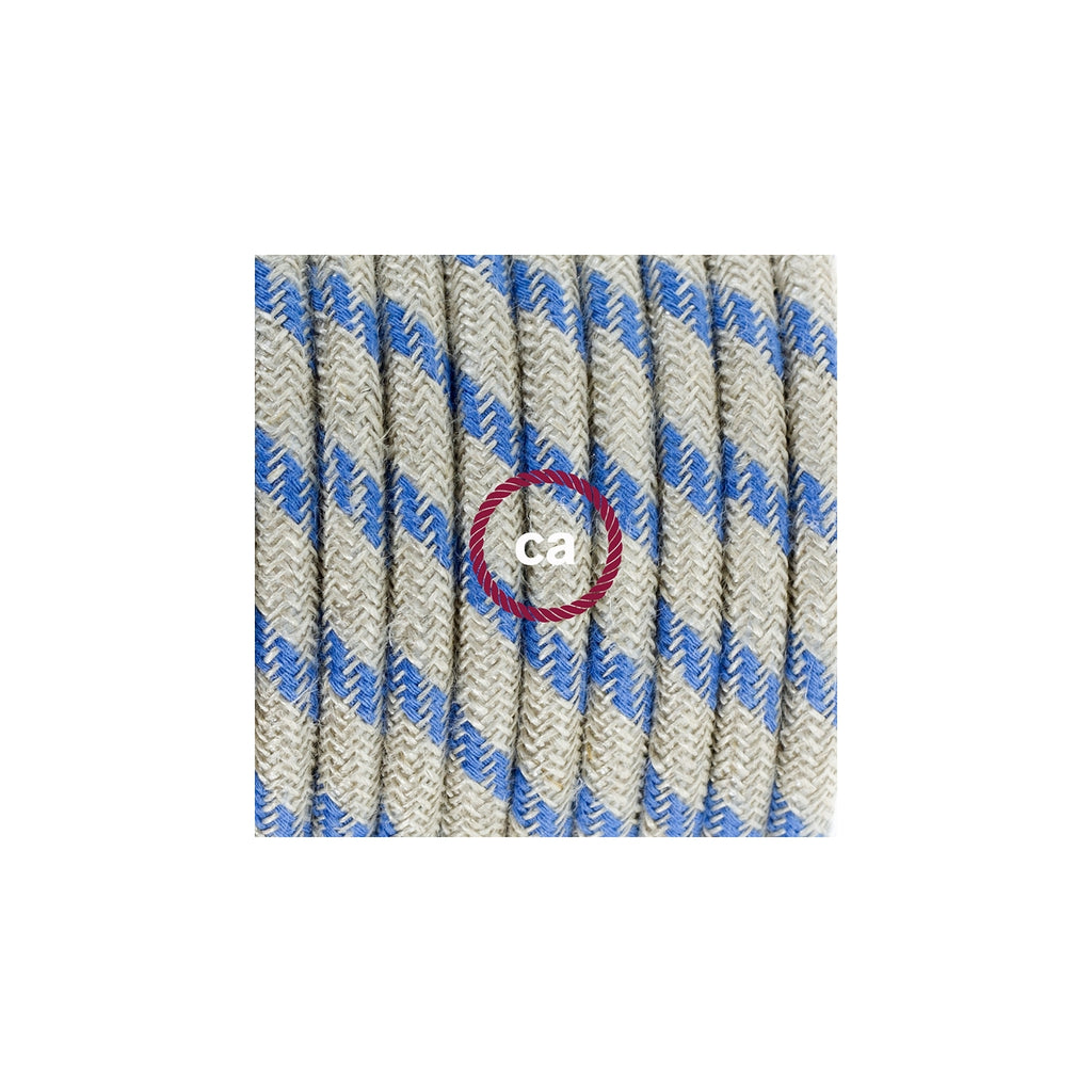 Natural & Blue Linen Stripe Plug-in Pendant with Socket Switch - touchGOODS