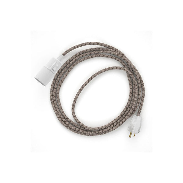 Natural & Brown Linen CrissCross Plug-in Pendant with Socket Switch - touchGOODS
