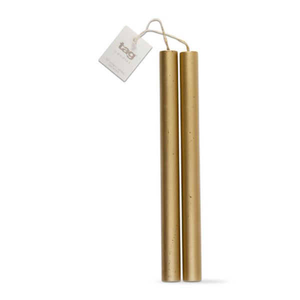 10 inch straight metallic candle set of 2 - gold - touchGOODS