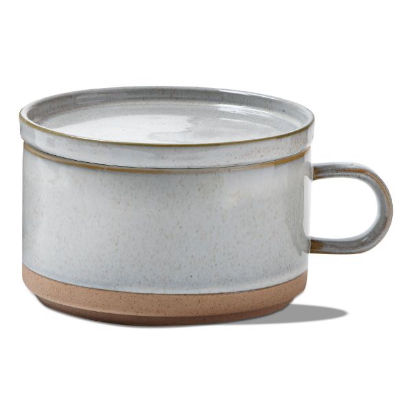 Reactive Glaze Soup Mug with Lid White - touchGOODS