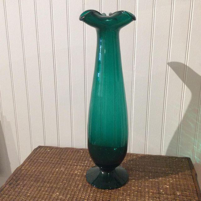 Vintage Teal Glass Vase | touchGOODS