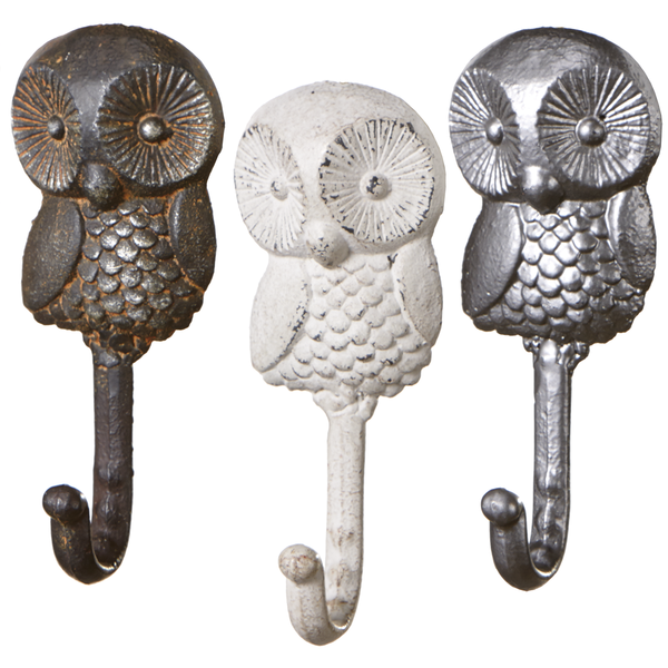 Cast Iron Snowbird Owl Wall Hooks | touchGOODS