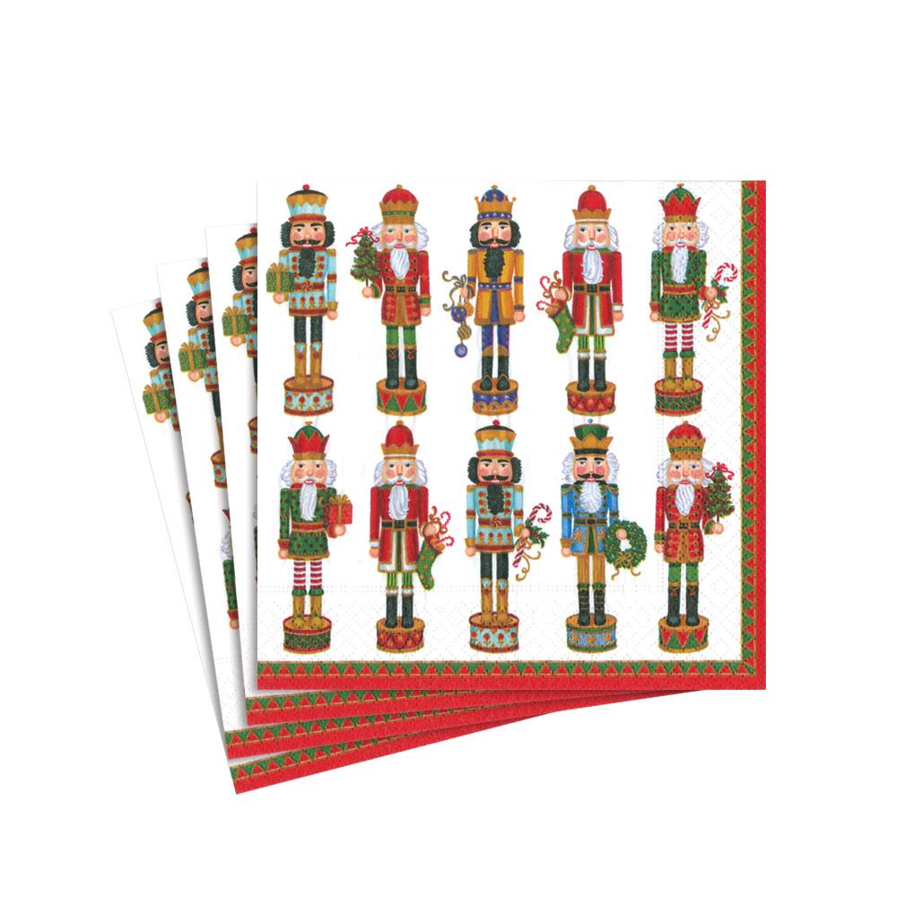 Nutcracker Parade Paper Cocktail Napkins in White  - 20 Per Package - - touchGOODS