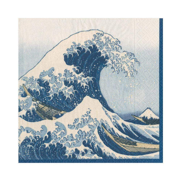 The Great Wave Paper Cocktail Napkins in Blue - 20 Per Package - touchGOODS
