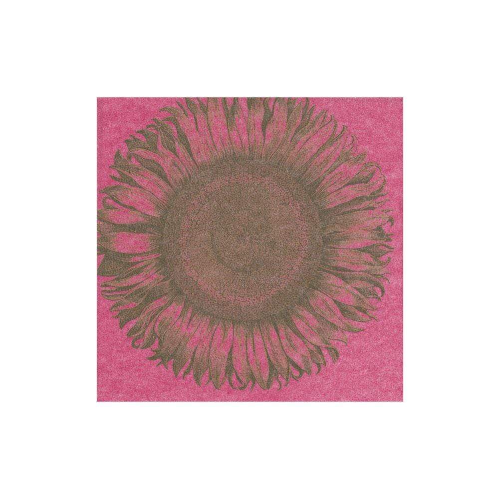 Etched Sunflower Paper Linen Cocktail Napkins in Fuchsia - 15 Per Package - touchGOODS