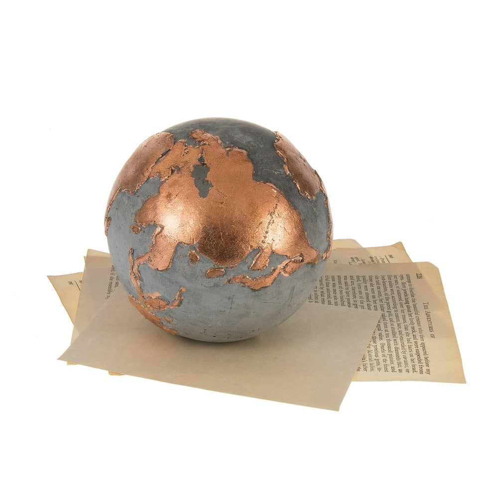 Cement and Copper Leaf Globe Paperweight | touchGOODS