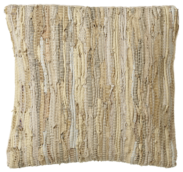Beige Woven Leather Chindi Pillow | touchGOODS
