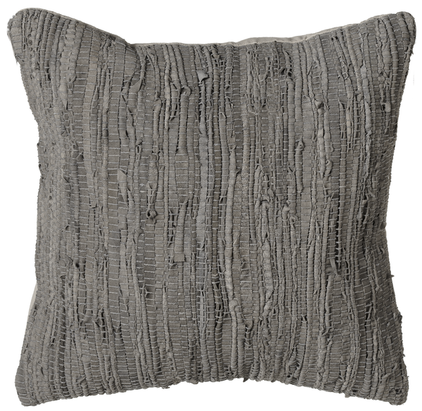 Grey Woven Leather Chindi Pillow | touchGOODS