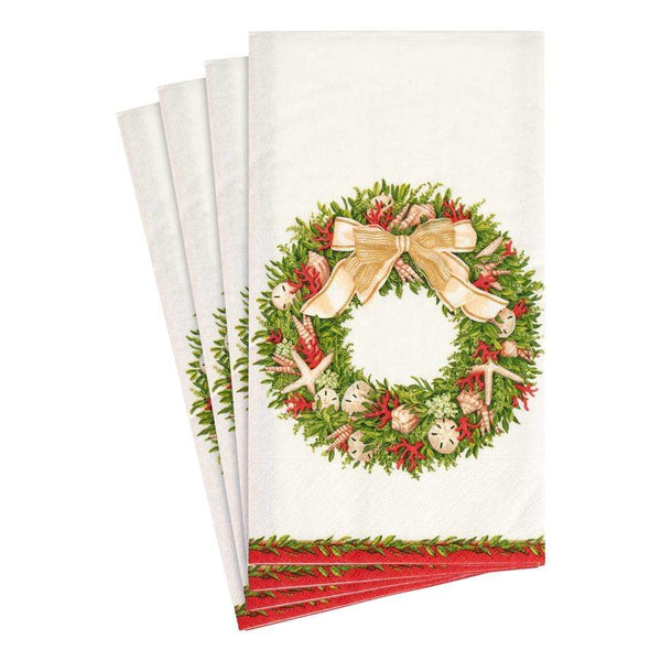 Shell Wreath Paper Guest Towel Napkins in Ivory  - 15 Per Package - touchGOODS