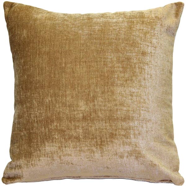 20" x 20" Venetian Velvet Golden Brown Throw Pillow - touchGOODS