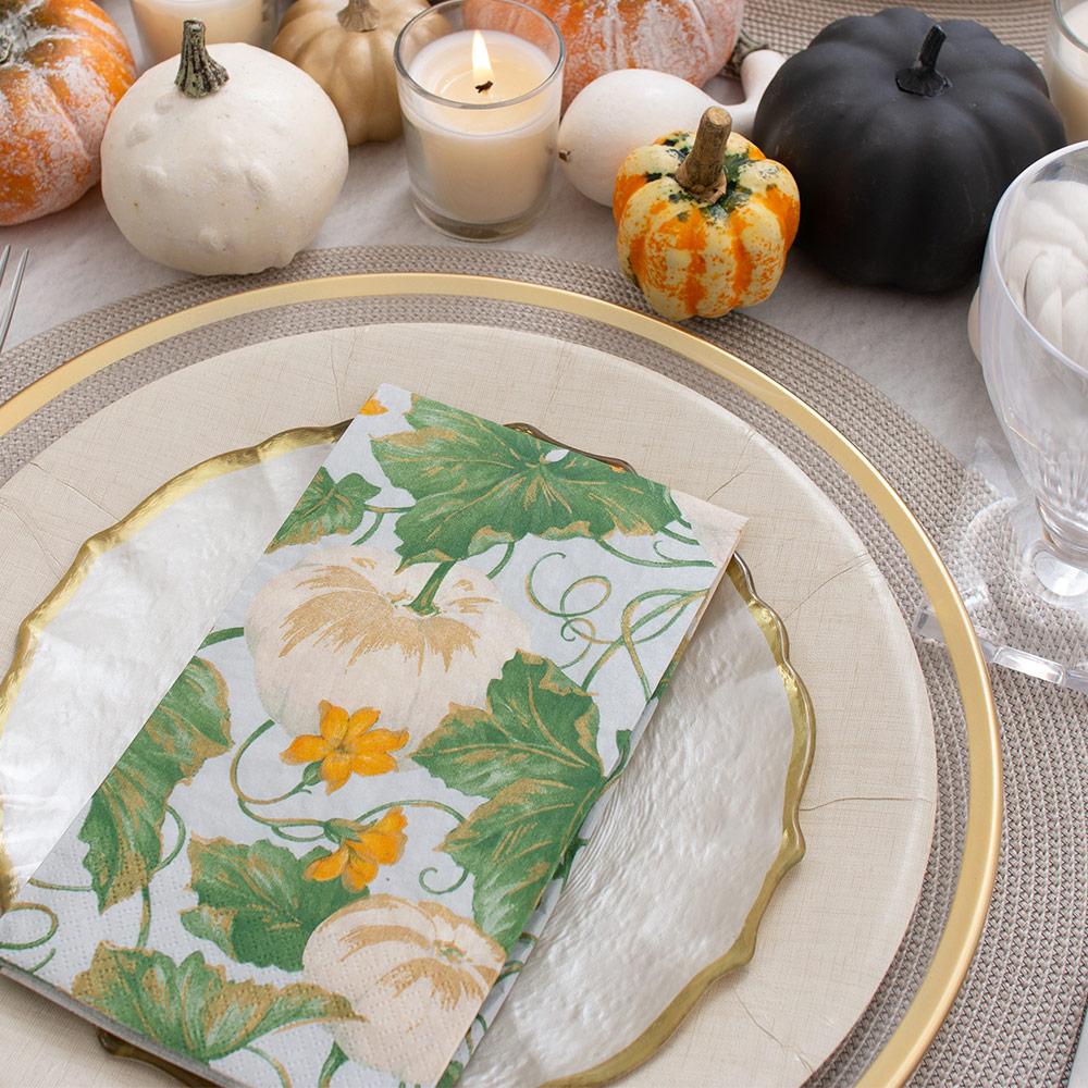 Heirloom Pumpkins Paper Cocktail Napkins in Grey & White - 20 Per Package - touchGOODS